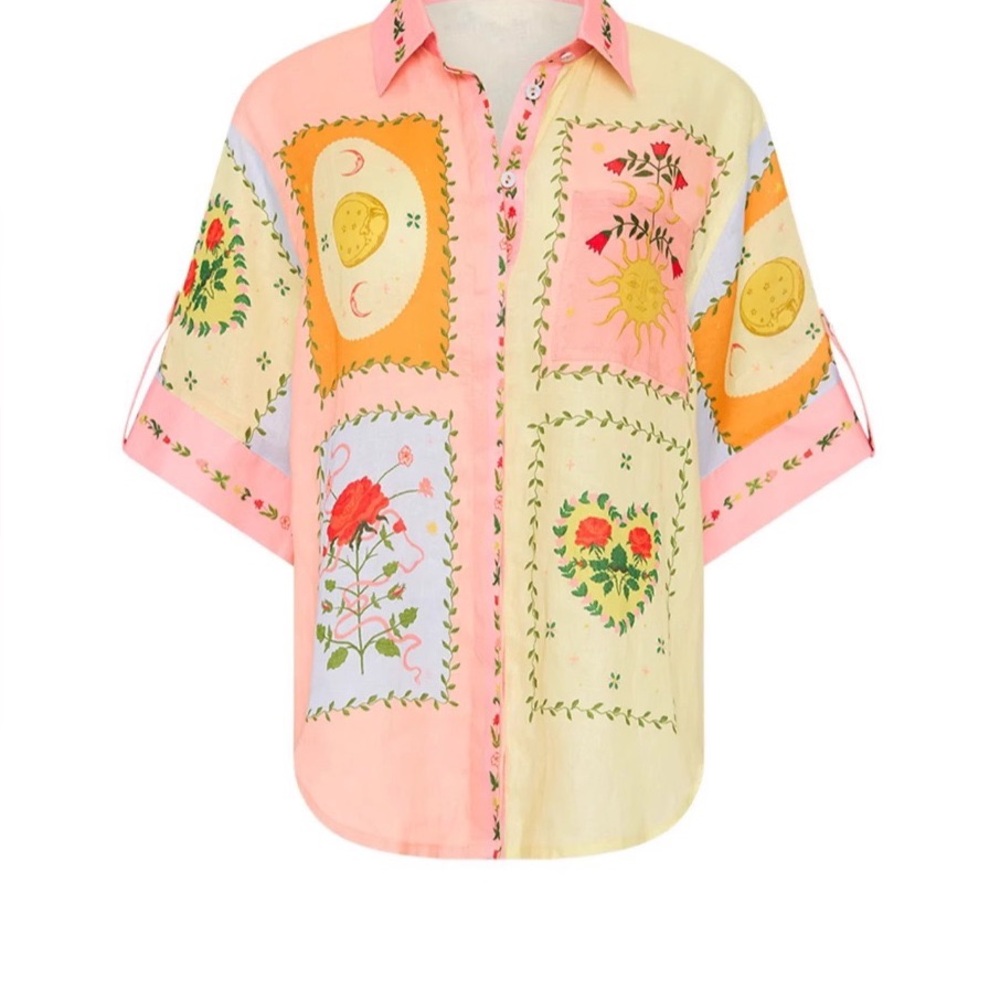 Zimmermann Pastel Patchwork Embroidered Short Set - Pink & Cream - Picture 5 of 5